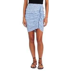 VERONICA BEARD Spencer Ruffled Floral Mini Skirt Silk Crepe Blue Coquette 10